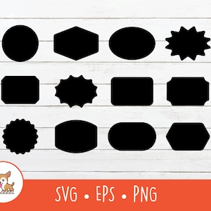 Labels SVG, Geometric Shapes Clipart Bundle, Vector Basic Shapes Cut File For Cricut, PNG, EPS, Instant Digital Download