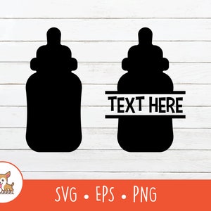 Babyflasche SVG, Split Babyflasche Namensrahmen, Babyflasche Clipart, Milchflasche geschnitten Datei für Cricut, PNG, EPS, sofortiger digitaler Download