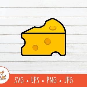 Cartoon Cheese Clipart, Cheese SVG, Vector Cheese Slice Cut File For Cricut, PNG, EPS, Instant Digital Download