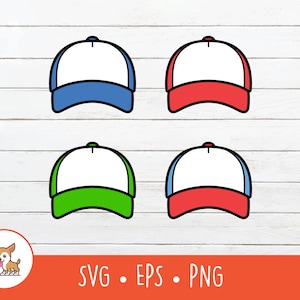 Trucker Hat Clipart, Vector Hat SVG Bundle, Trucker Hat Cut File For Cricut, PNG, EPS, Instant Digital Download