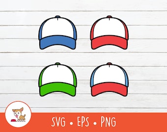 Trucker Hat Clipart, Vector Hat SVG Bundle, Trucker Hat Cut File For Cricut, PNG, EPS, Instant Digital Download