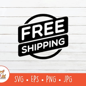 Gratis verzendlabel SVG, gratis verzending teken clipart, vector gratis verzending symbool gesneden bestand, directe digitale download