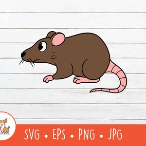 Cartoon Rat Clipart, Brown Rat SVG, Vector Rat Cut File For Cricut, PNG, EPS, Instant Digital Download