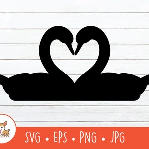 Love Swans SVG, Love Shaped Swans SVG, Swans Clipart, arquivo de corte de cisnes para Cricut, download digital