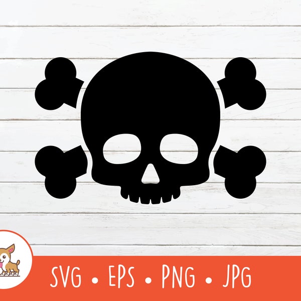 Skull and Crossbones SVG, Skull Clipart, Vector Skull and Bones Cut File For Cricut, PNG, EPS, Instant Digital Download