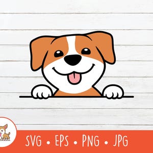 Cartoon Dog Clipart, Peeking Dog SVG, Vector Peeking Dog Cut File For Cricut, PNG, EPS, Instant Digital Download
