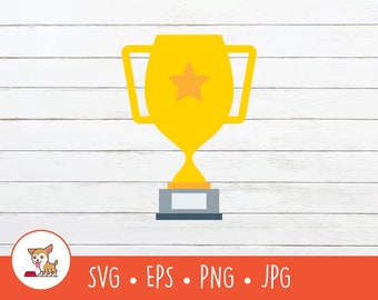 Trofeo SVG, Trofeo Clipart, Archivo de corte vectorial de trofeo para Cricut, PNG, EPS, Descarga digital instantánea