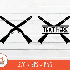 Crossed Shotguns SVG, Split Crossed Shotguns Name Frame, Shotgun Clipart, Vector Shotgun Cut File For Cricut, PNG, EPS, Digital Download