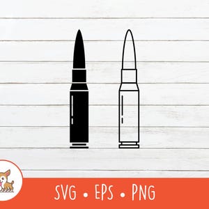 Bullet SVG, Bullet Clipart, Vector Ammo Cut File For Cricut, PNG, JPG, Digital Download