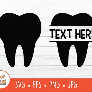 Tooth SVG, Split Tooth Name Frame, Tooth Clipart, Vector Tooth Cut File For Cricut, PNG, EPS, Téléchargement numérique instantané