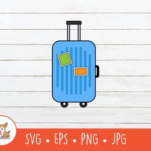Clipart de maleta, SVG de maleta, archivo de corte de maleta de viaje vectorial para Cricut, PNG, EPS, descarga digital instantánea
