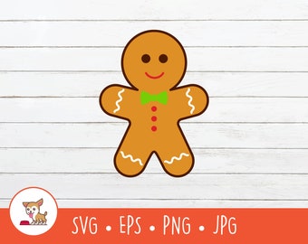 Gingerbread Man SVG, Gingerbread Man Clipart, Vector Gingerbread Man Cut File For Cricut, PNG, EPS, Instant Digital Download