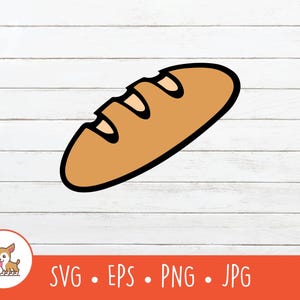 Clipart z kreskówkową bagietką, Baguette SVG, Wektorowy plik do cięcia bagietki dla Cricut, PNG, EPS, Natychmiastowe pobieranie cyfrowe