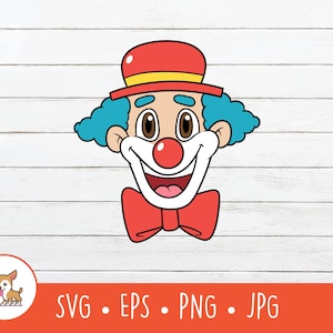 Cartoon Clown Clipart, Clown SVG, Vector Clown Cut File For Cricut, PNG, EPS, Instant Digital Download
