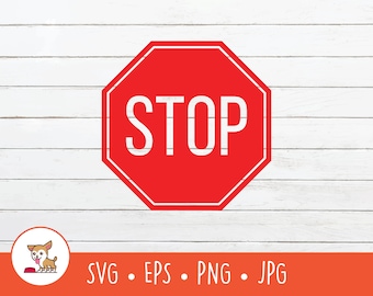 Señal de stop SVG, Clipart de señal de stop, Archivo de corte vectorial de señal de stop para Cricut, PNG, EPS, Descarga digital instantánea