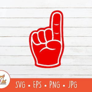Foam Finger SVG, Vector Foam Finger Clipart, Foam Hand Cut File For Cricut, PNG, EPS, Instant Digital Download