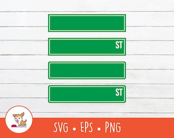 Street Sign SVG, Vector Street Sign Clipart, Blank Street Sign Cut File For Cricut, PNG, EPS, Instant Digital Download