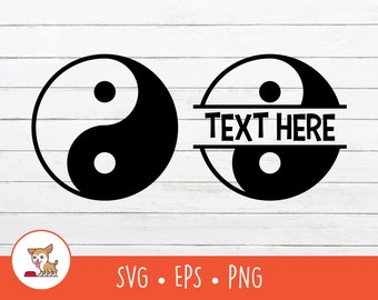 Yin Yang SVG, Split Yin Yang Name Frame, Yin-Yang Clipart, Vector Yin and Yang Cut File For Cricut, PNG, EPS, Instant Digital Download