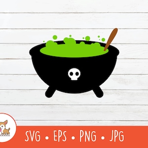 Cauldron SVG, Witch Cauldron Clipart, Vector Cauldron Cut File For Cricut, PNG, EPS, Instant Digital Download