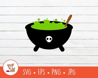 Kessel SVG, Hexenkessel Clipart, Vektor-Kessel Schnittdatei für Cricut, PNG, EPS, sofortiger digitaler Download