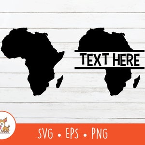 Africa Map SVG, Split Africa Name Frame, Africa Clipart, Vector Africa Map Cut File For Cricut, PNG, EPS, Instant Digital Download