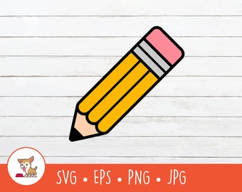 Lápiz SVG, Lápiz Clipart, Archivo de corte de lápiz vectorial para Cricut, PNG, EPS, Descarga digital instantánea