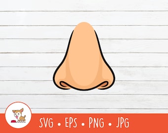 Clipart z kreskówkowym nosem, nos w formacie SVG, wektorowy plik z wyciętym nosem do Cricut, PNG, EPS, natychmiastowe pobranie cyfrowe