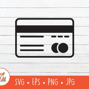 Tarjeta de crédito SVG, imágenes prediseñadas de tarjeta de crédito, archivo de corte de tarjeta de crédito vectorial para Cricut, descarga digital