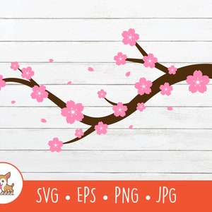 Cherry Blossom SVG, Vektor Kirschblüten Zweig Clipart, Cherry Blossom Cut Datei für Cricut, PNG, EPS, Instant Digital Download