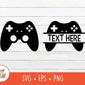 Game Controller SVG, Split Game Controller Name Frame, Game Controller Clipart, Gamer Cut File For Cricut, PNG, EPS, Digital Download