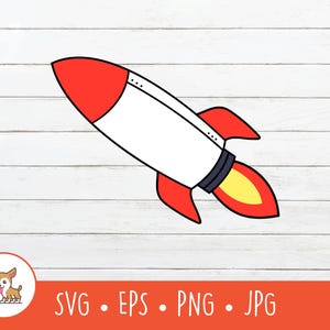 Cartoon Rocket Clipart, Rocketship SVG, Vector Rocket Cut File para Cricut, PNG, EPS, Descarga digital instantánea
