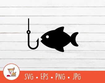 SVG de pesca, clipart de pesca, archivo vectorial de corte de pesca para Cricut, PNG, EPS, descarga digital instantánea