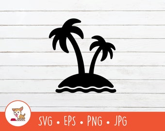 Island SVG, Island Clipart, Vector Island Cut File For Cricut, PNG, EPS, Instant Digital Download