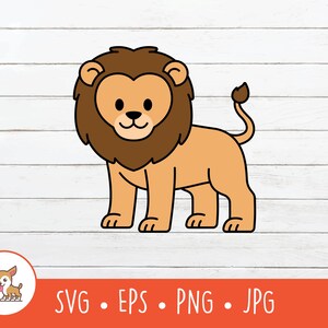Cartoon Lion Clipart, Lion SVG, Vector Lion Cut File For Cricut, PNG, EPS, Instant Digital Download