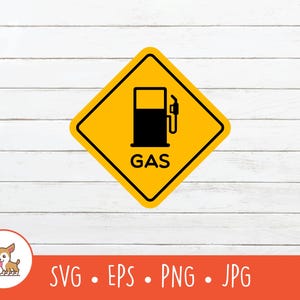 Gas Station Sign SVG, Gas Station Clipart, Vector Gas Station Road Sign Cut File For Cricut, Instant Digital Download