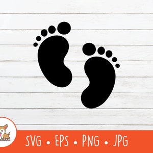 Baby voetafdrukken SVG, baby voeten clipart, vector voetafdrukken gesneden bestand voor Cricut, PNG, EPS, instant digitale download