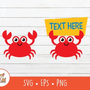 Krabbe SVG, niedliche Krabbe Clipart, Vektor Krabbe Schnittdatei für Cricut, PNG, EPS, digitaler Download