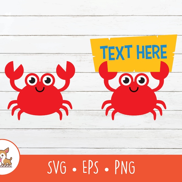 Crab SVG, Cute Crab Clipart, Vector Crab Cut File For Cricut, PNG, EPS, Digital Download