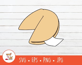 Cartoon Fortune Cookie Clipart, Fortune Cookie SVG, Vector Fortune Cookie Cut File For Cricut, PNG, EPS, Instant Digital Download