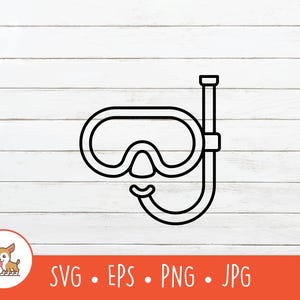 Snorkeling Goggles SVG, Diving Mask Clipart, Vector Scuba Mask Cut File For Cricut, PNG, EPS, Instant Digital Download