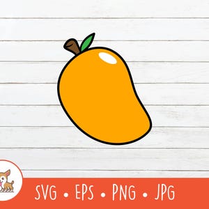 Clipart de mango de dibujos animados, SVG de mango, archivo de corte de mango vectorial para Cricut, PNG, EPS, descarga digital instantánea