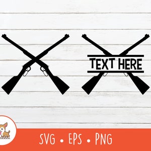 Crossed Rifles SVG, Split Crossed Rifles Name Frame, Rifle Clipart, Vector Rifle Cut File For Cricut, PNG, EPS, Instant Digital Download