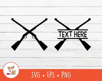Crossed Rifles SVG, Split Crossed Rifles Name Frame, Rifle Clipart, Vector Rifle Cut File For Cricut, PNG, EPS, Instant Digital Download