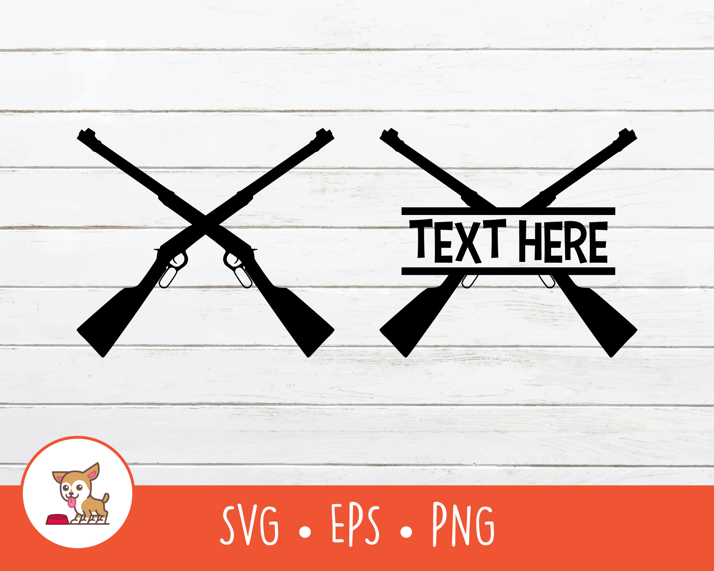 Crossed Rifles SVG, Split Crossed Rifles Name Frame, Rifle Clipart, Vector Rifle Cut File For Cricut, PNG, EPS, Instant Digital Download