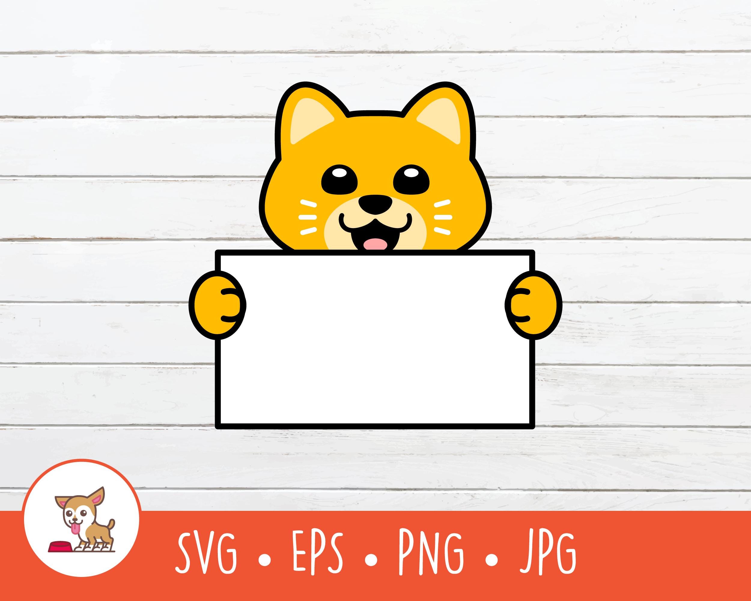 Cartoon Cat Holding Blank Sign Clipart, Cat Holding Sign SVG, Vector ...