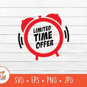 Etichetta offerta a tempo limitato SVG, Clipart gratuita del cartello offerta a tempo limitato, File di taglio del simbolo offerta a tempo limitato vettoriale, Download digitale istantaneo