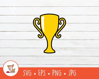 Trofeo de dibujos animados, SVG de trofeo, archivo vectorial de corte de trofeo para Cricut, PNG, EPS, descarga digital instantánea