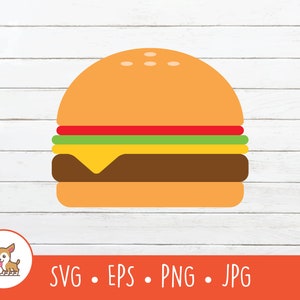 Cheeseburger SVG, Cheesburger Clipart, Vektor-Cheeseburger-Schnitt-Datei für Cricut, PNG, EPS, sofortiger digitaler Download