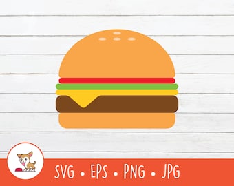 Cheeseburger SVG, Cheesburger Clipart, Vector Cheeseburger Cut File For Cricut, PNG, EPS, Instant Digital Download