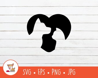Katze und Hund Liebe SVG, Herz mit Katze und Hund Clipart, Vektor Katze und Hund Herz geschnitten Datei für Cricut, PNG, EPS, sofortiger digitaler Download